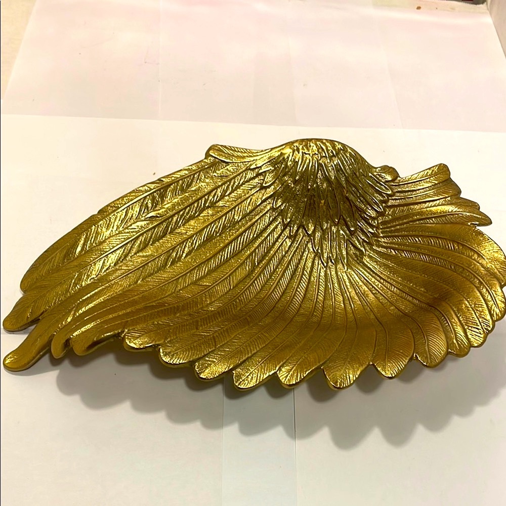 Nate Berkus Angel Gold Wing Feather Decorative Bowl Tray